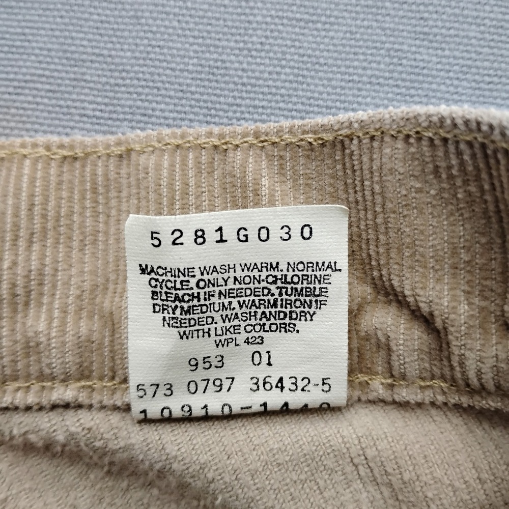 Vintage Levis 910 Tan Corduroy Pants 90s Made in USA Straight Leg Beige 3 JR M - Picture 8 of 11